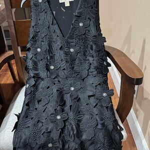 Michael Kors Black Floral Appliqué Mini Dress